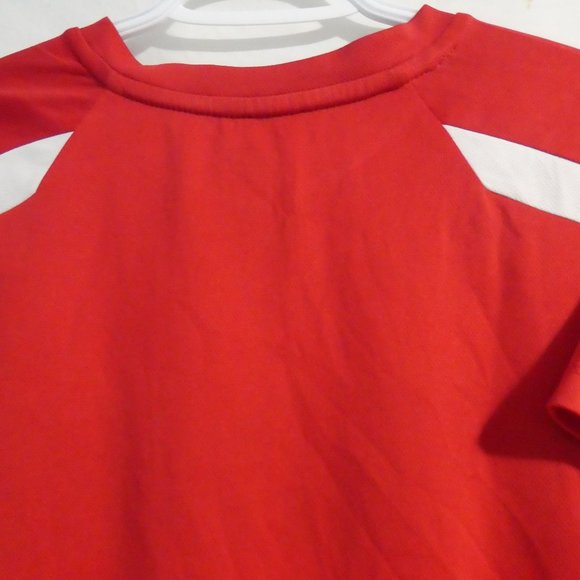 ATHLETIC WORKS | large, 14 | Red Exercise T-Shirt | Mesh Sides | White Stripes - Picture 11 of 13